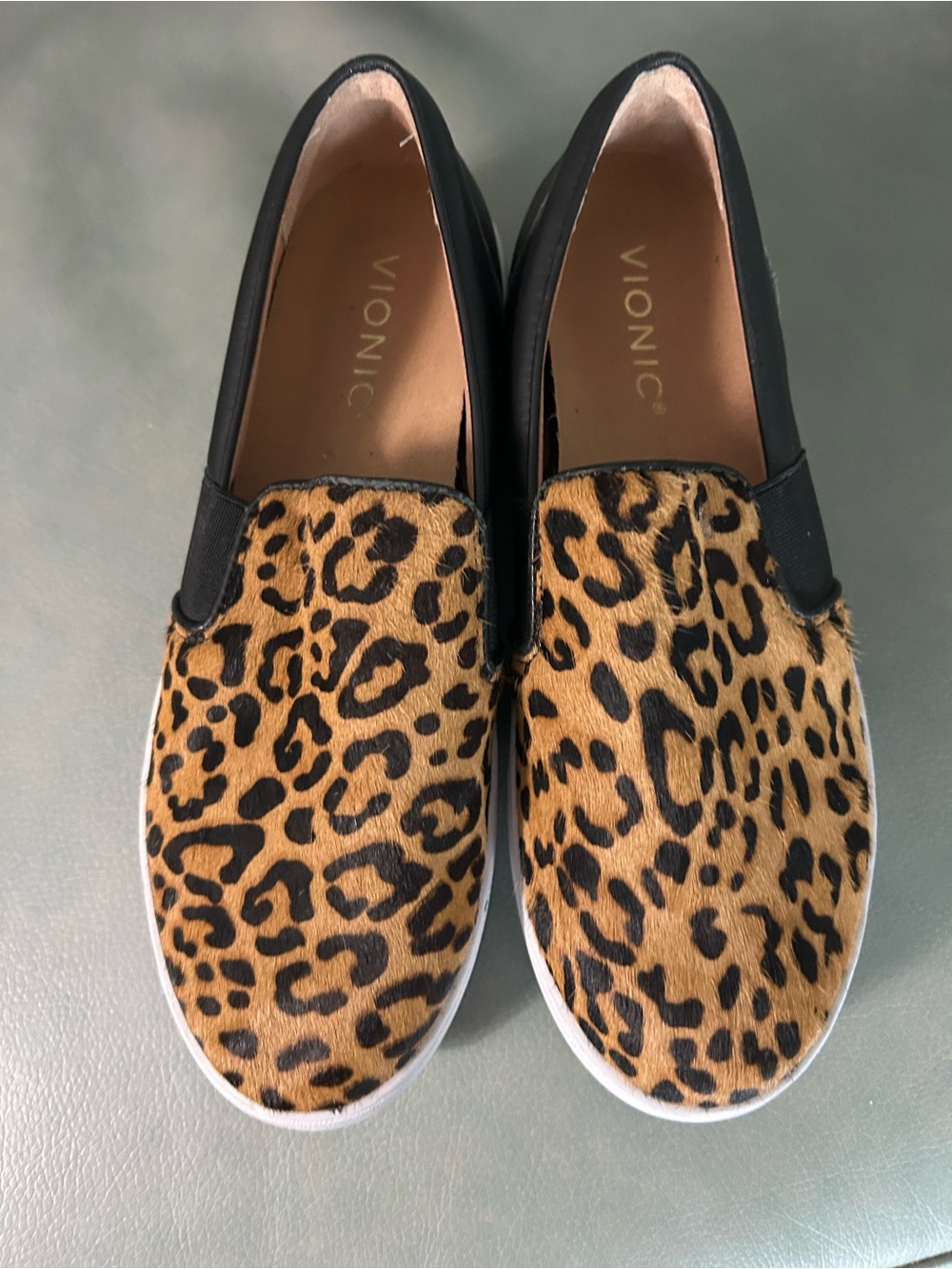 Vionic Women's Leopard Slip-On Sneakers in Black and Tan